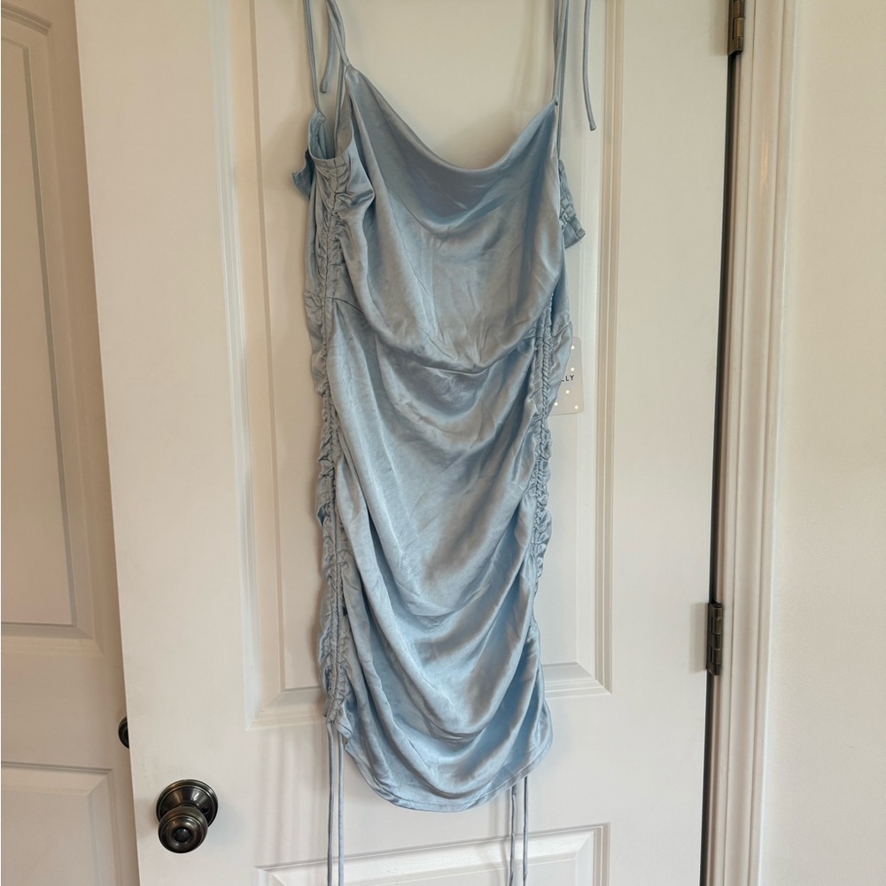Hello Molly Sky Blue Satin Dress